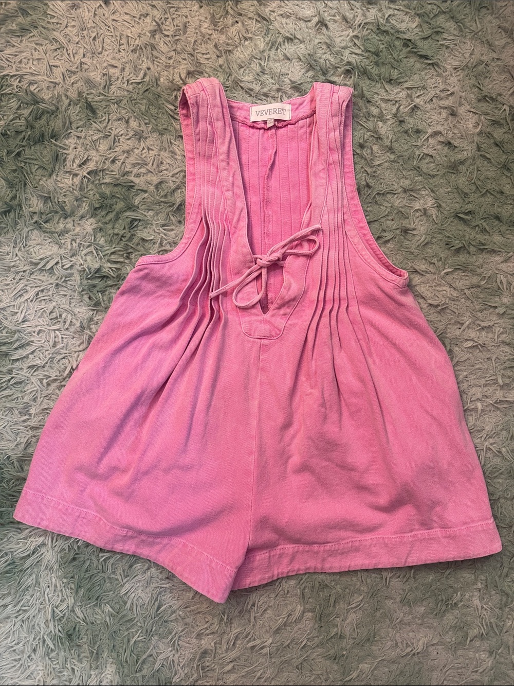 Vevevert Pink Sleeveless Tie-Front Women's Romper